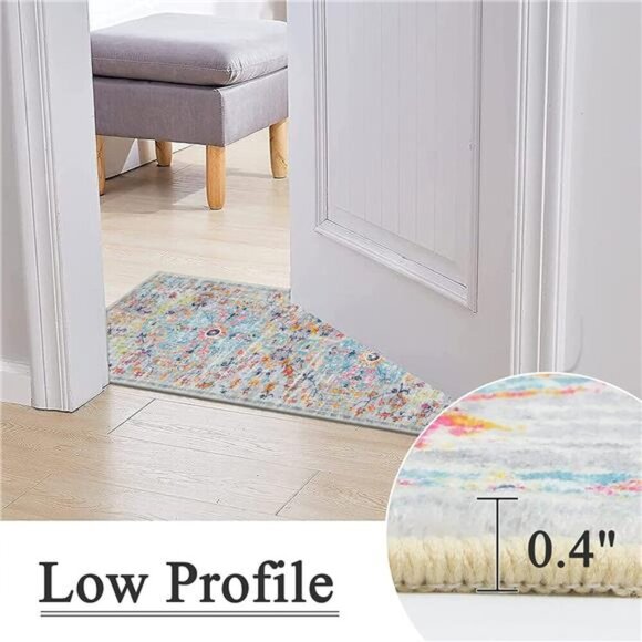 Vintage Runner Rug 2x6, Farmhouse Distressed Area Rug, Washable , Non Slip Floor - Picture 3 of 7